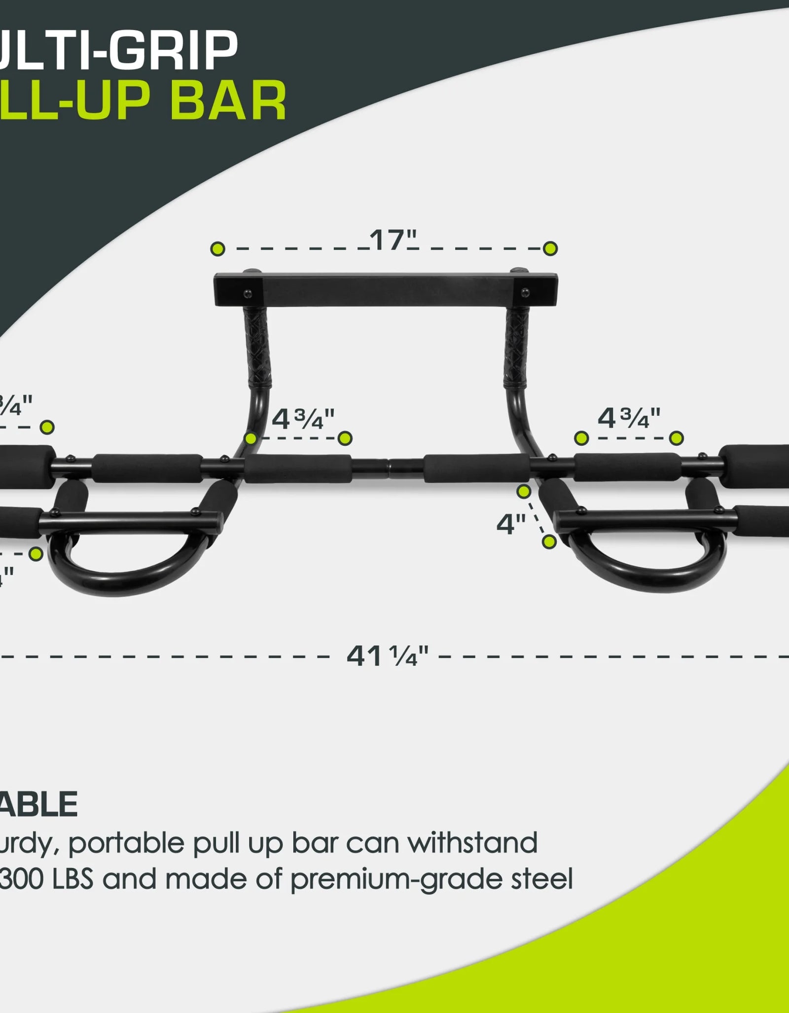 Multi-Grip Chin-Up/Pull-Up Bar, Heavy Duty Doorway Trainer