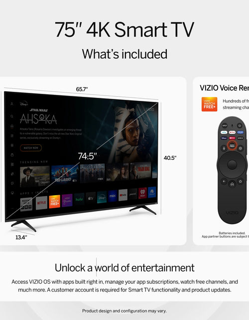 Load image into Gallery viewer, 75” Class 4K UHD LED HDR Smart TV (V4K75M-08)
