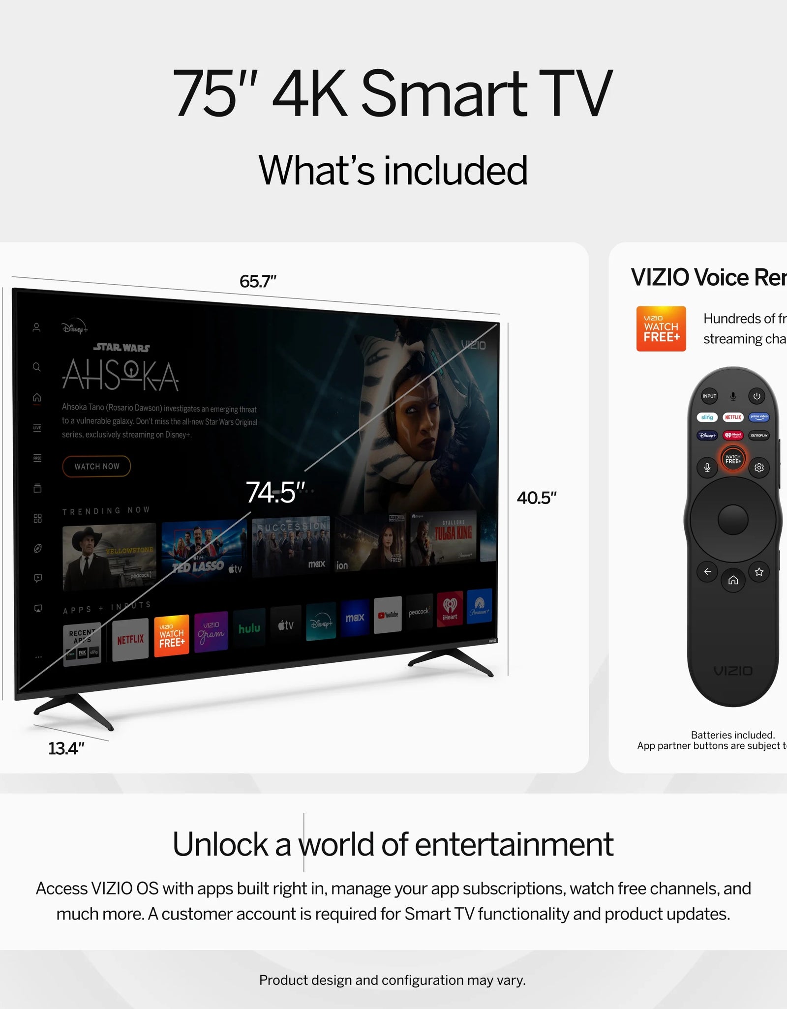 75” Class 4K UHD LED HDR Smart TV (V4K75M-08)
