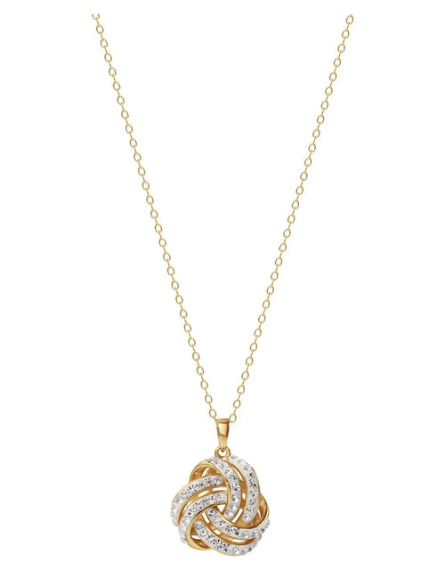 Load image into Gallery viewer, Fine Women'S Love Knot 18K Gold Crystal Pendant and Earring Set
