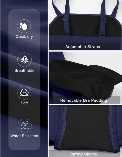 Load image into Gallery viewer, Tankini Swimsuits for Women Tankini Bathing Suit 2 Piece Tummy Control Ruched Tankini Top with Swim Skirt Swimwear Blue L
