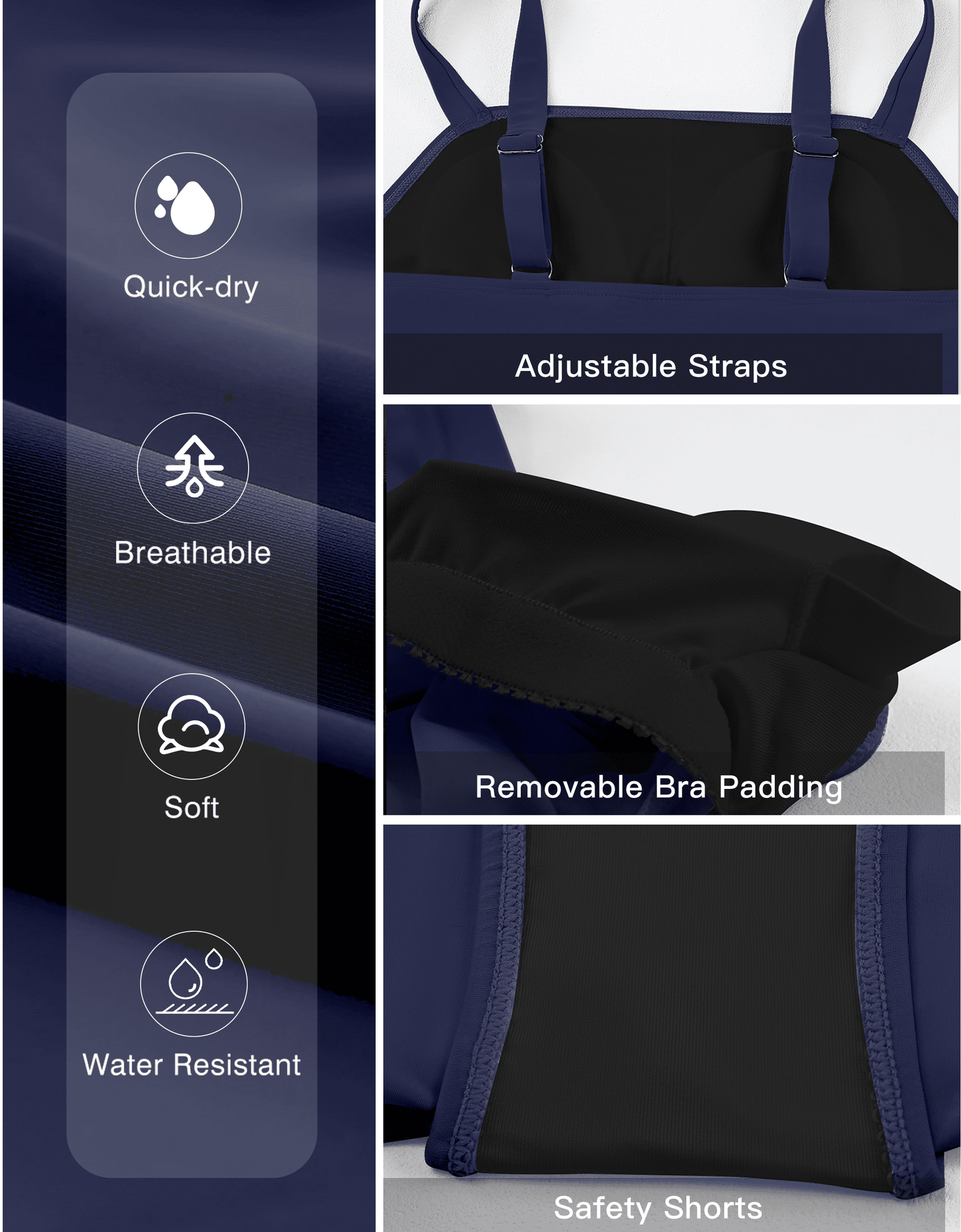 Tankini Swimsuits for Women Tankini Bathing Suit 2 Piece Tummy Control Ruched Tankini Top with Swim Skirt Swimwear Blue L