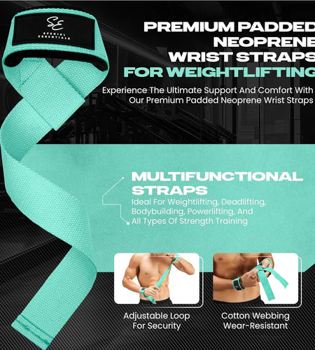 Weightlifting Wrist Straps – 2-Pack Adjustable Padded Neoprene Lifting Straps for Gym, for Men & Women