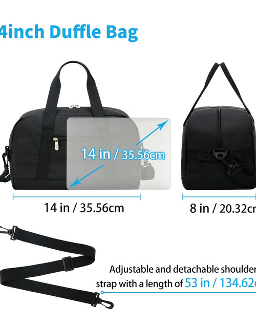Load image into Gallery viewer, " 14"" Black Mini Duffel Bag for Travel and Gym, Polyester, Durable"

