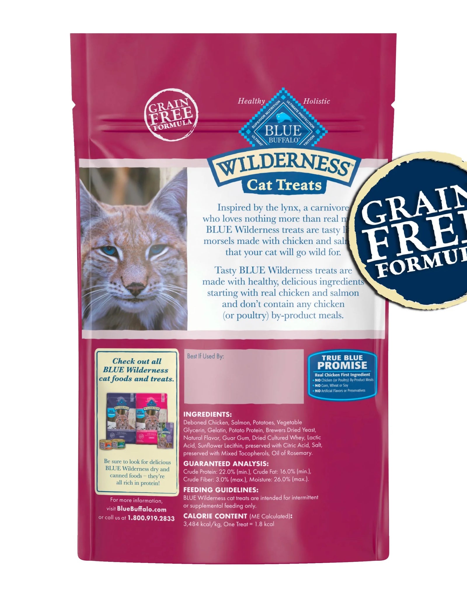 Wilderness Chicken & Salmon Flavor Dry Soft Treats for Cats, Grain-Free, 2 Oz. Bag