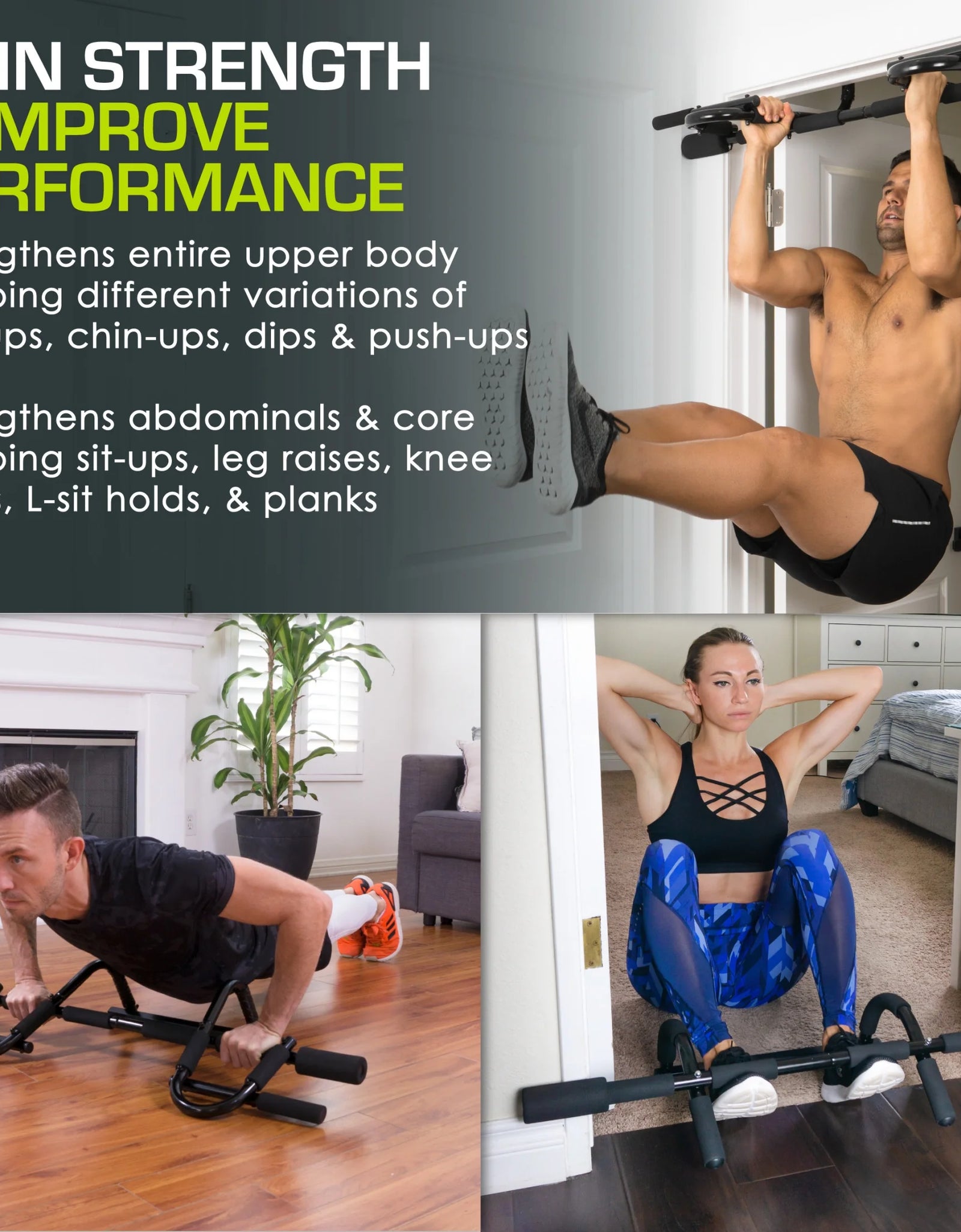 Multi-Grip Chin-Up/Pull-Up Bar, Heavy Duty Doorway Trainer