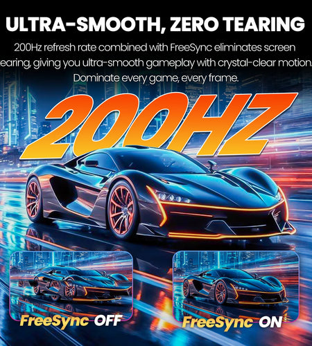 24" 200Hz Gaming Monitor,Ips Panel,Fhd Computer Monitor, Built-In Speakers, 120% Srgb, Freesync, Black