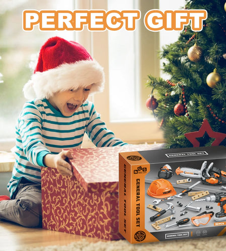 Kids Tool Set Kids Toys 32PCS Pretend Play Toddler Tool Toys with Electronic Toy Drill Set Construction Kits Toys for Christmas Birthday Kids Ages 3-8