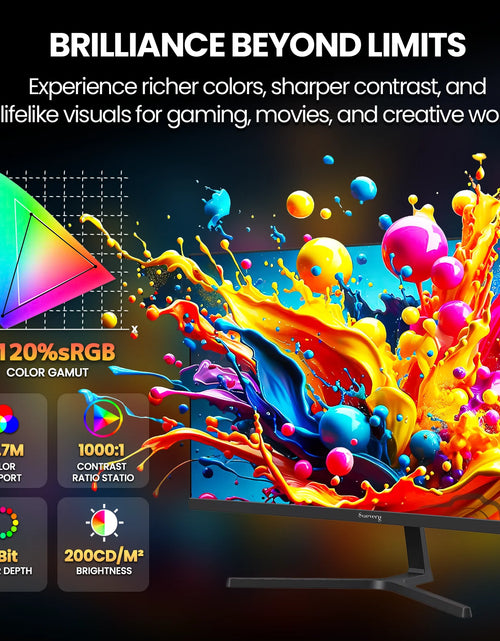 Load image into Gallery viewer, 24" 200Hz Gaming Monitor,Ips Panel,Fhd Computer Monitor, Built-In Speakers, 120% Srgb, Freesync, Black
