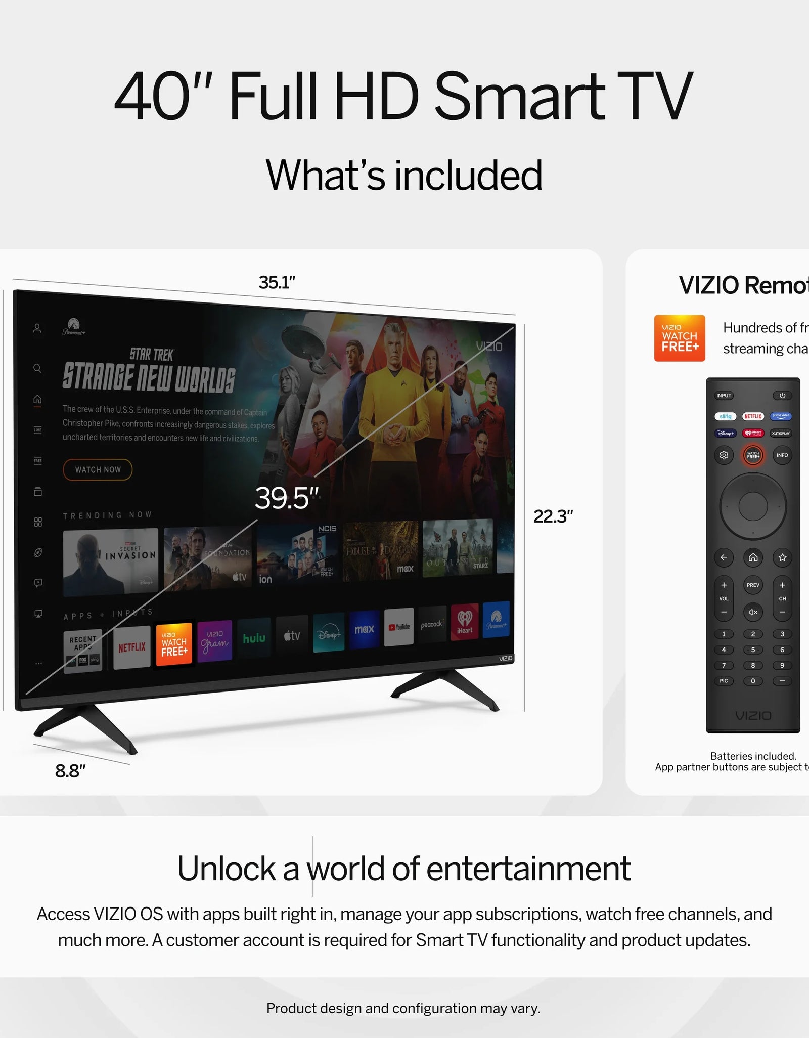 40" Class Full HD 1080P LED Smart TV (VFD40M-08)