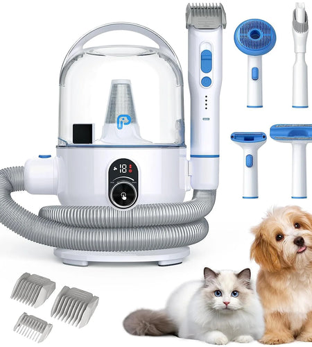Pet Grooming Vacuum Kit, 5 In-1 Pet Grooming Vacuum Suction 99% Pet Hair for Dogs Cats, 3L Large Capacity Dust Cup, Quiet Pet Vacuum Groomer for Shedding Pet Hair, Home Cleaning