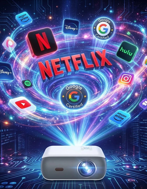Load image into Gallery viewer, 4K Supported Google TV Projector,Google Officially Licensed,Dolby Audio,Electric Focus &amp; Auto Vertical Keystone
