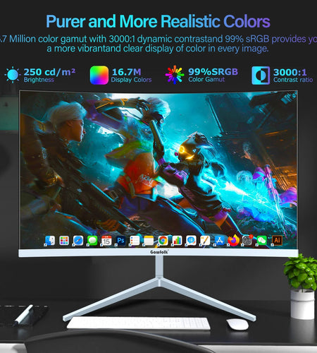 Gawfolk 24 Inch Business PC Monitor 1080P 100HZ Refresh Rate Gaming Computer Display